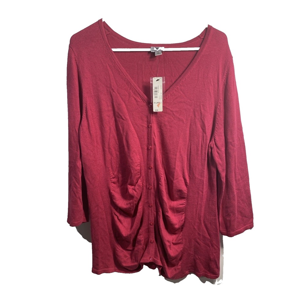 worthington womens pink long sleeve button up cardigan size XL extra large